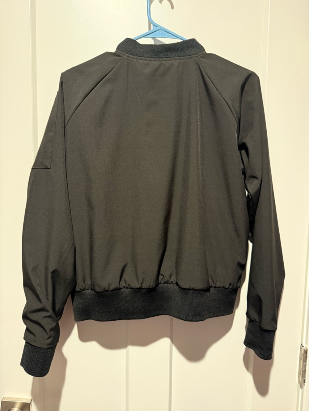 Black Bomber Jacket with Gold Zipper - Picture 5 of 9